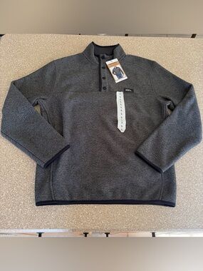 NWT Eddie Bauer Pullover Sweater Fleece Snap Grey Men’s Small (S) $90